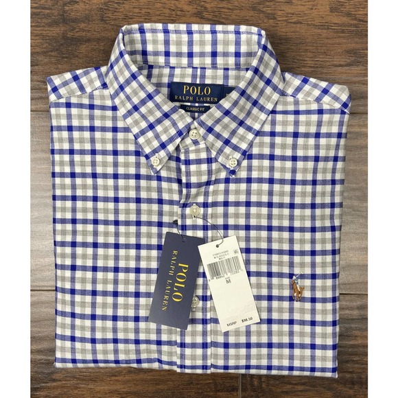 Ralph Lauren Other - Polo Ralph Lauren Mens Medium Classic Fit Checked Oxford Shirt Heather Grey/Navy